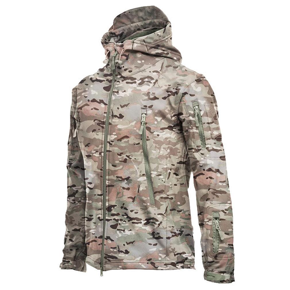 Men's Tactical Waterproof Soft Shell Fleece Hooded Outdoor Jacket