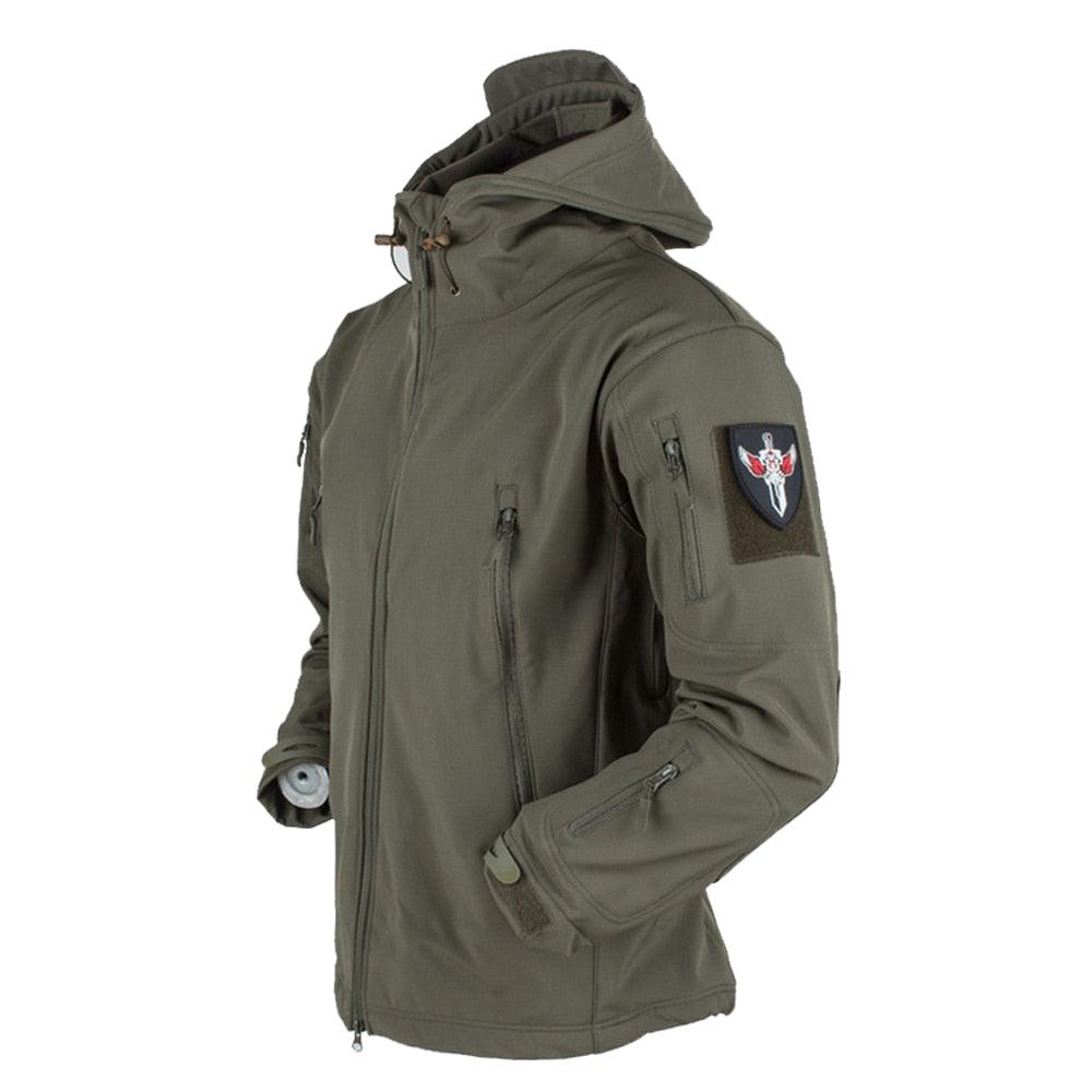 Men's Tactical Waterproof Soft Shell Fleece Hooded Outdoor Jacket