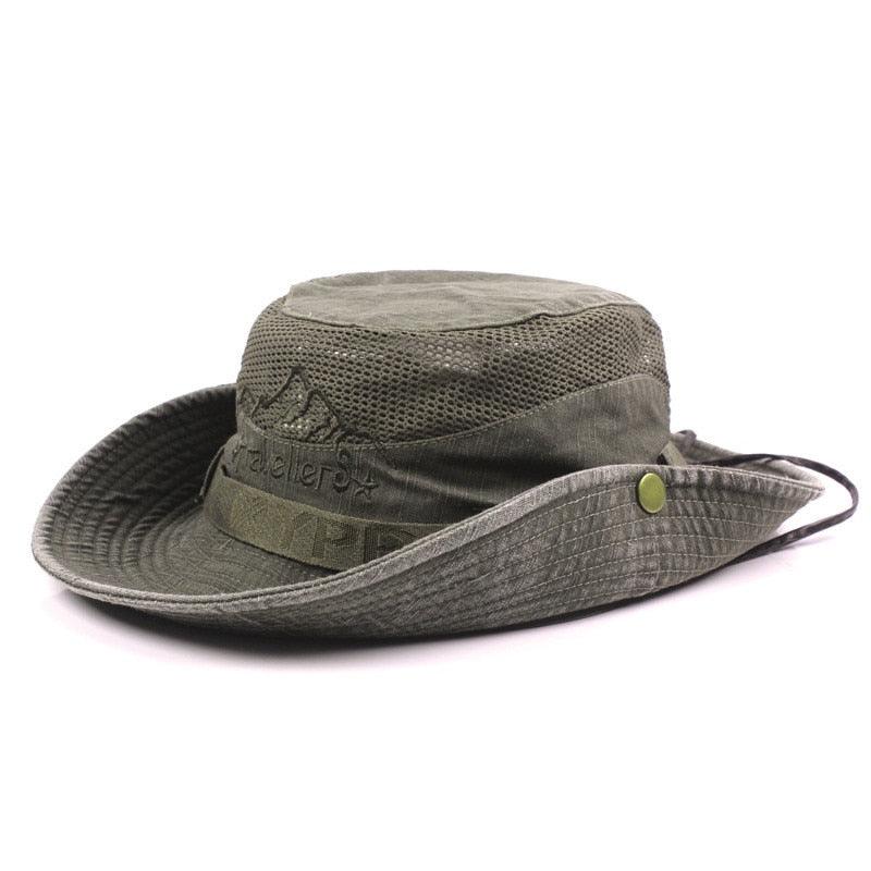 Unisex Outdoor Cotton Mesh Bucket Hat for Fishing and Safari