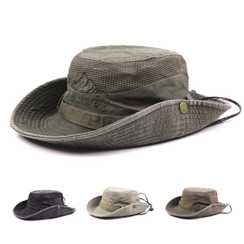 Unisex Outdoor Cotton Mesh Bucket Hat for Fishing and Safari