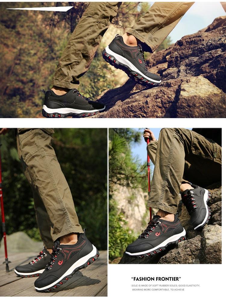 Men's Suede Leather Low-Top Hiking Sneakers Lightweight Outdoor