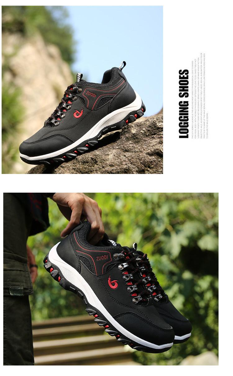 Men's Suede Leather Low-Top Hiking Sneakers Lightweight Outdoor