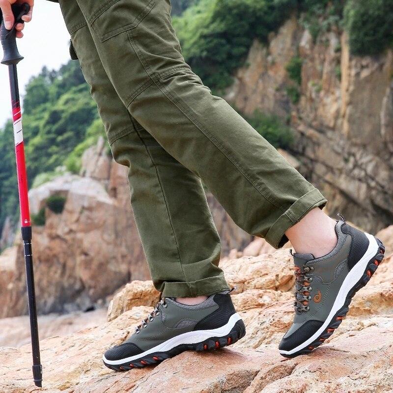 Men's Suede Leather Low-Top Hiking Sneakers Lightweight Outdoor