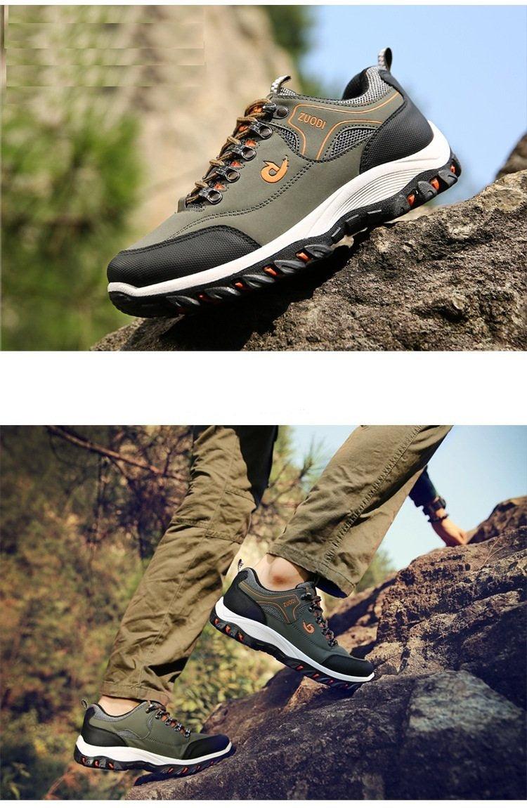 Men's Suede Leather Low-Top Hiking Sneakers Lightweight Outdoor