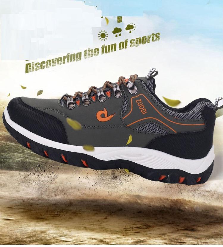 Men's Suede Leather Low-Top Hiking Sneakers Lightweight Outdoor