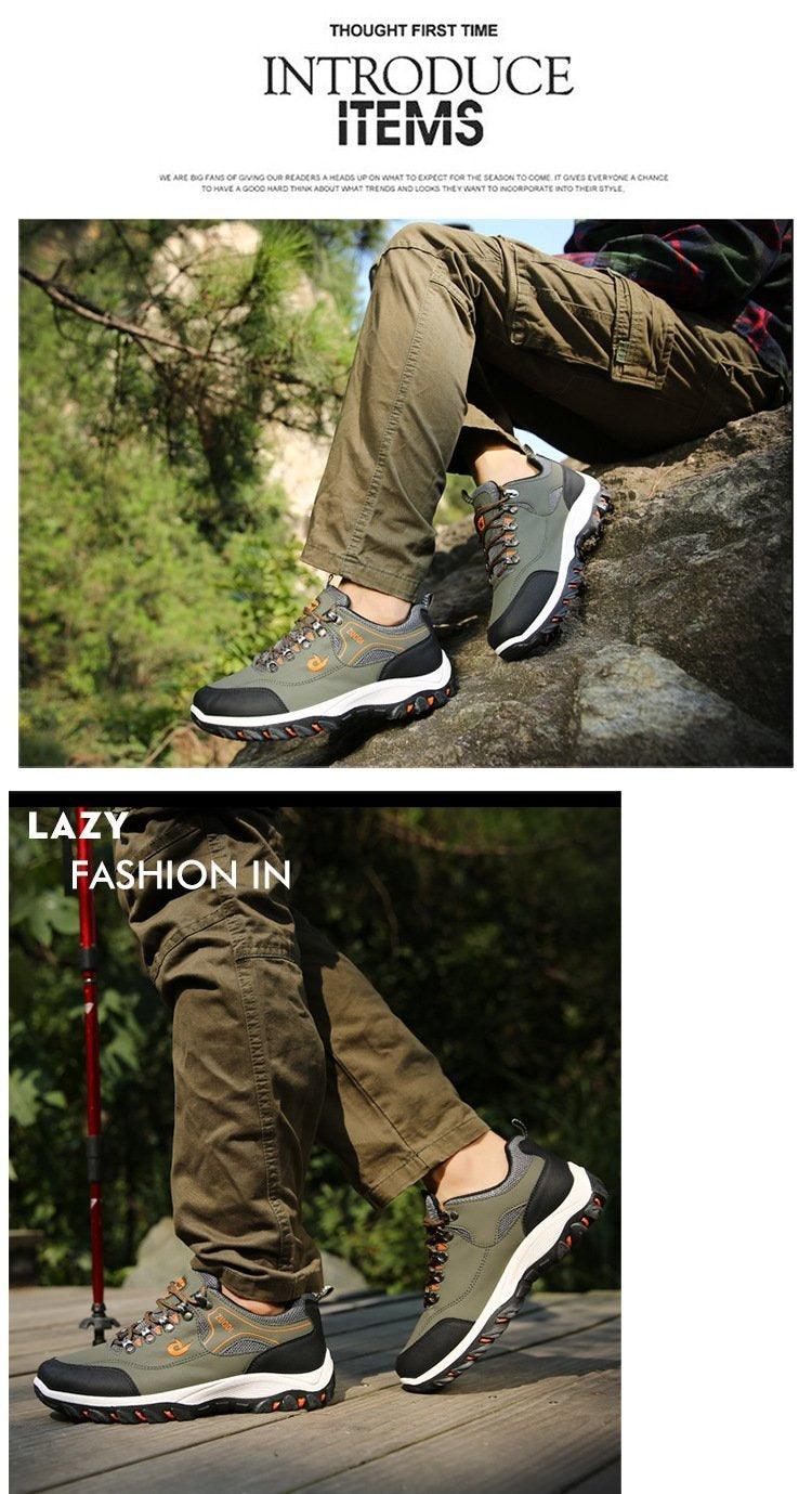Men's Suede Leather Low-Top Hiking Sneakers Lightweight Outdoor