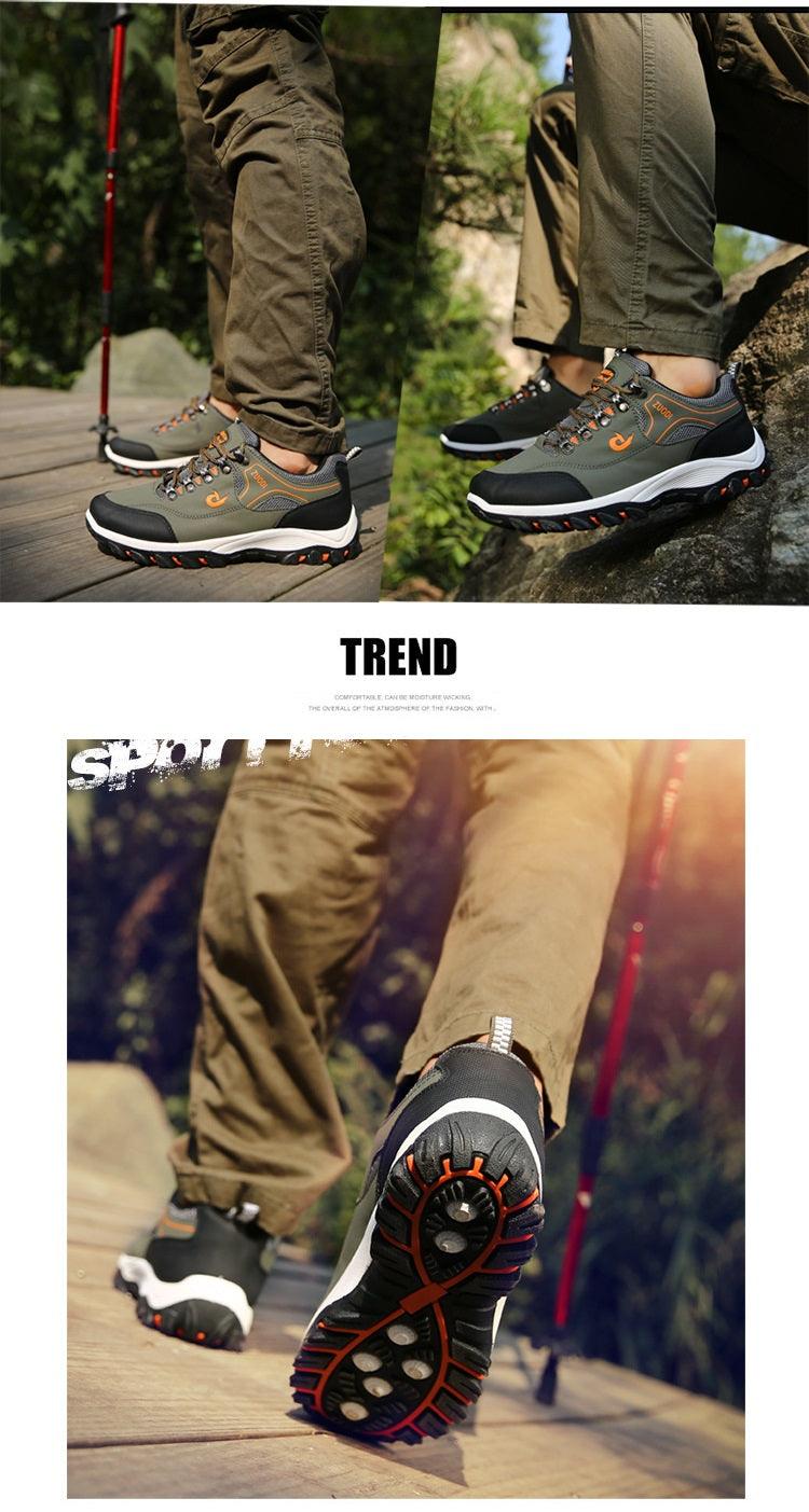 Men's Suede Leather Low-Top Hiking Sneakers Lightweight Outdoor