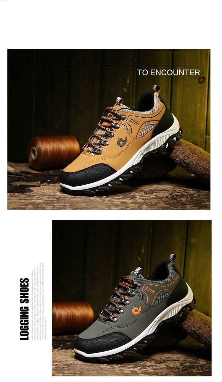 Men's Suede Leather Low-Top Hiking Sneakers Lightweight Outdoor