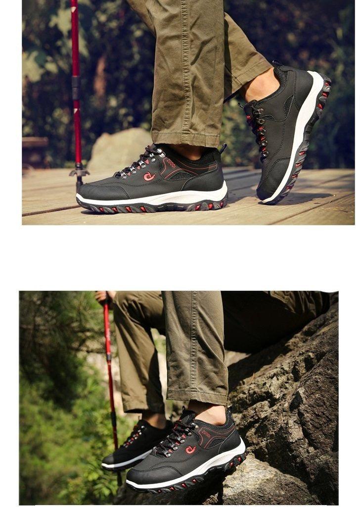 Men's Suede Leather Low-Top Hiking Sneakers Lightweight Outdoor