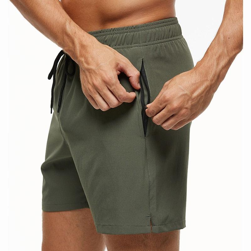 Men's Quick Dry Stretch Swim Trunks with Zipper Pockets - Sporty