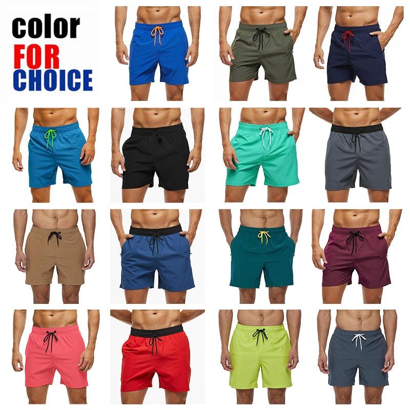 Men's Quick Dry Stretch Swim Trunks with Zipper Pockets - Sporty