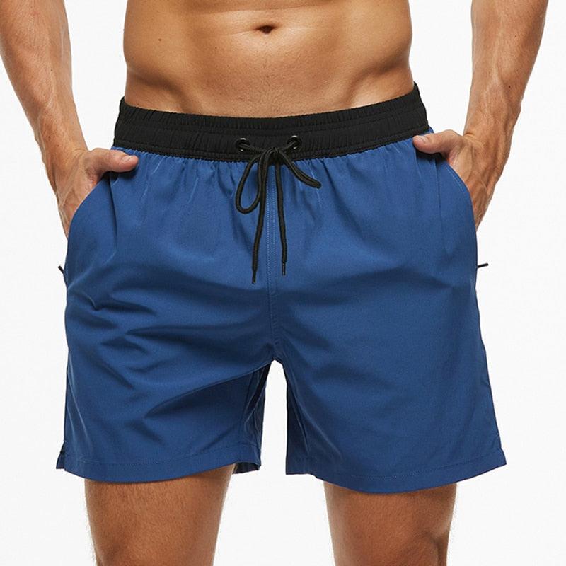 Men's Quick Dry Stretch Swim Trunks with Zipper Pockets - Sporty
