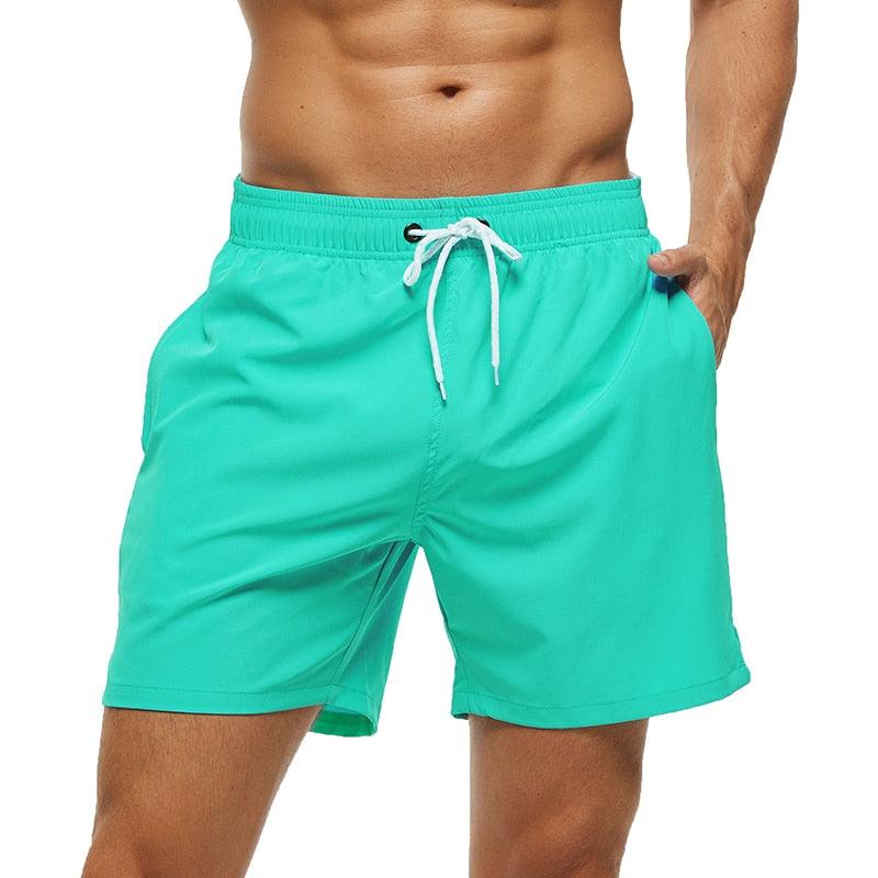 Men's Quick Dry Stretch Swim Trunks with Zipper Pockets - Sporty