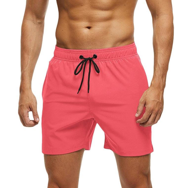 Men's Quick Dry Stretch Swim Trunks with Zipper Pockets - Sporty