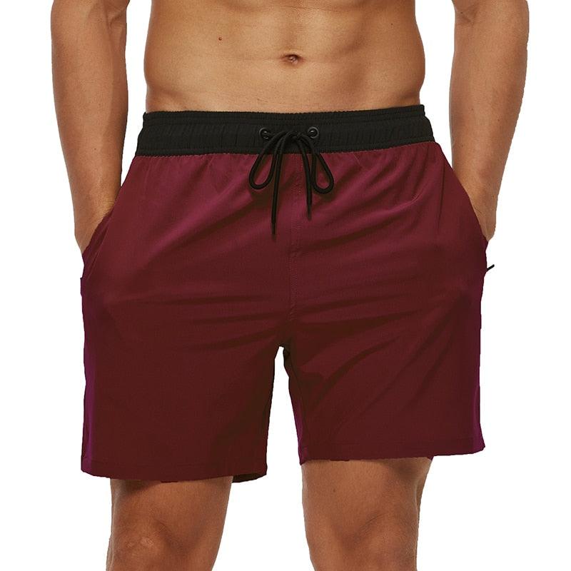Men's Quick Dry Stretch Swim Trunks with Zipper Pockets - Sporty