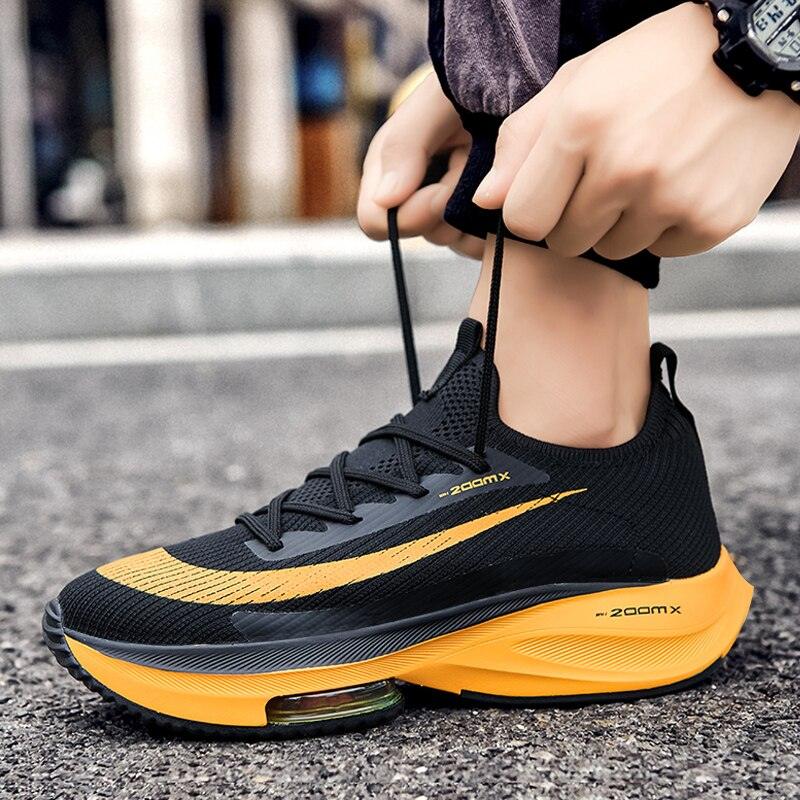 Men's Lightweight Orange Athletic Running Sneakers with Air Cushion