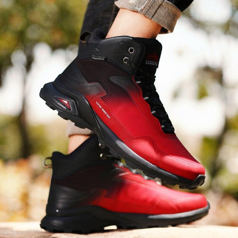 Men's Waterproof Plush Lined Hiking Boots Non-Slip Winter Shoes