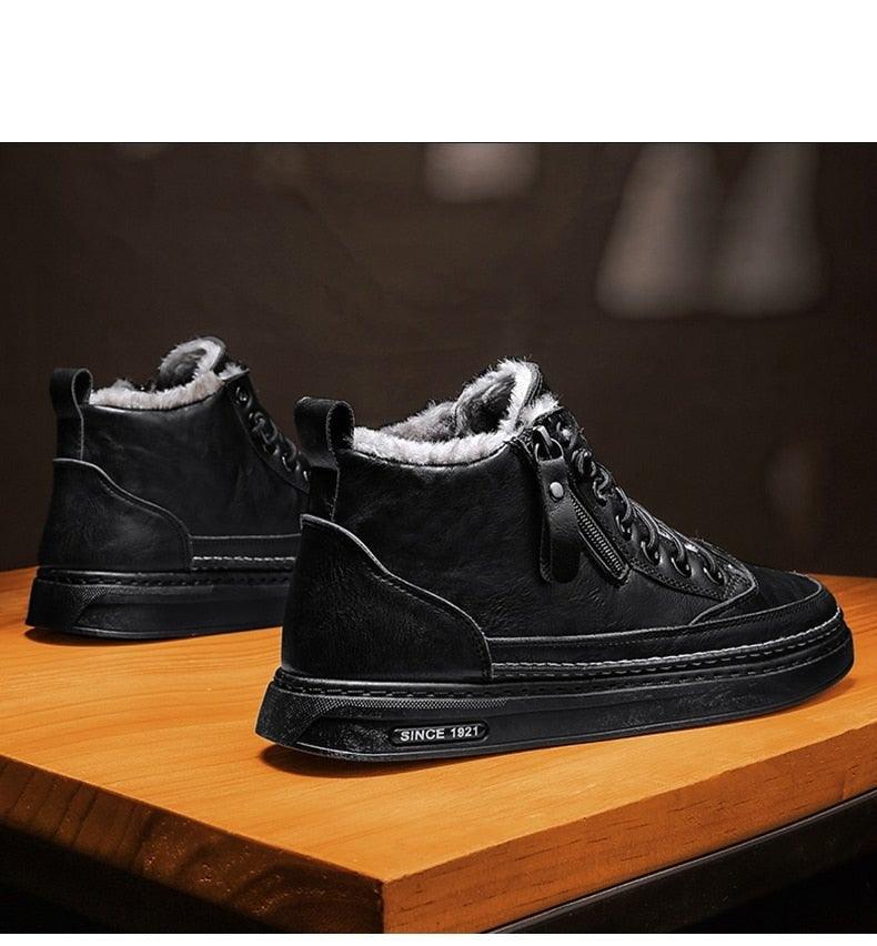 Men's High-Top Winter Snow Boots Warm Plush Lined Casual Shoes