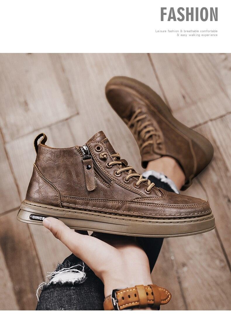 Men's High-Top Winter Snow Boots Warm Plush Lined Casual Shoes