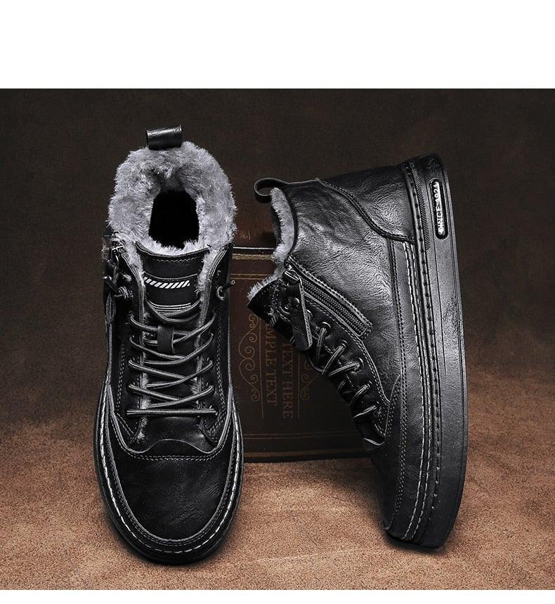 Men's High-Top Winter Snow Boots Warm Plush Lined Casual Shoes