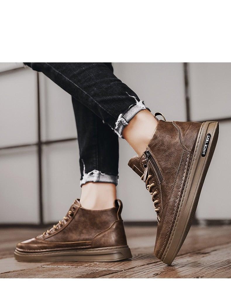 Men's High-Top Winter Snow Boots Warm Plush Lined Casual Shoes