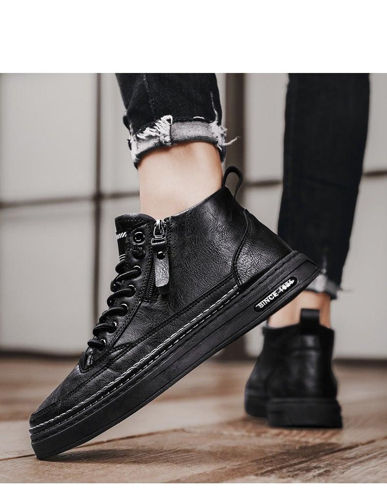 Men's High-Top Winter Snow Boots Warm Plush Lined Casual Shoes