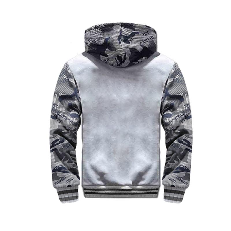 Men's Camouflage Zip-Up Winter Hoodie Jacket with Hood