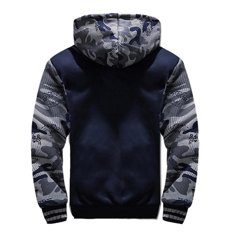 Men's Camouflage Zip-Up Winter Hoodie Jacket with Hood