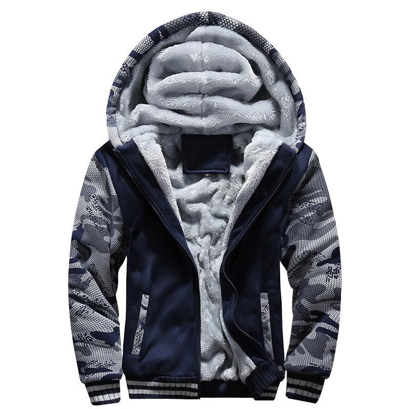 Men's Camouflage Zip-Up Winter Hoodie Jacket with Hood