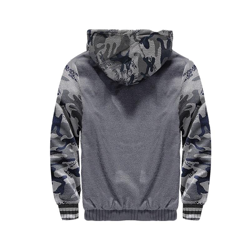 Men's Camouflage Zip-Up Winter Hoodie Jacket with Hood