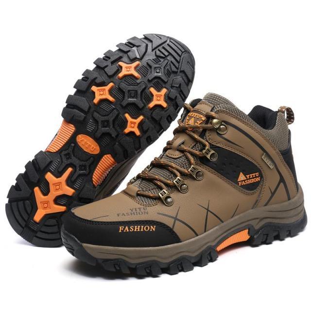 Mens Waterproof Leather Winter Snow Boots Outdoor Hiking Shoes
