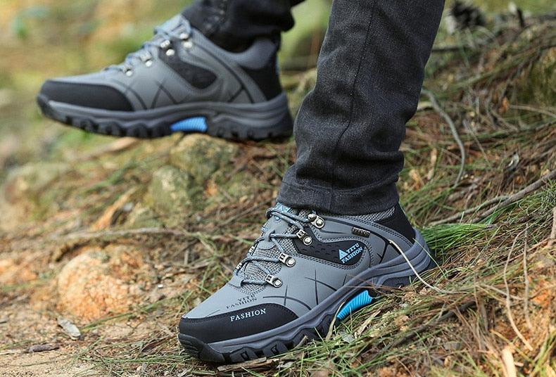 Mens Waterproof Leather Winter Snow Boots Outdoor Hiking Shoes