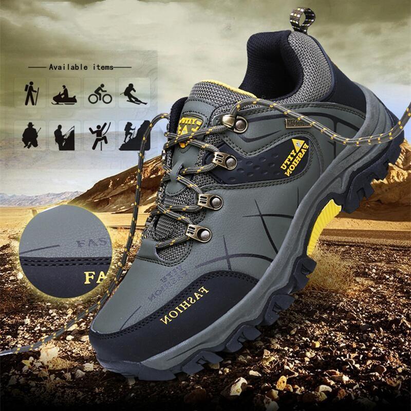 Mens Waterproof Leather Winter Snow Boots Outdoor Hiking Shoes