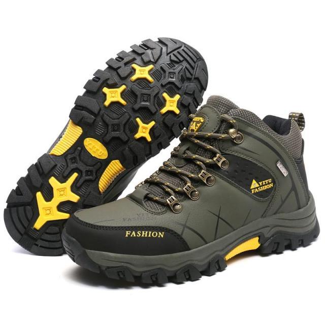 Mens Waterproof Leather Winter Snow Boots Outdoor Hiking Shoes