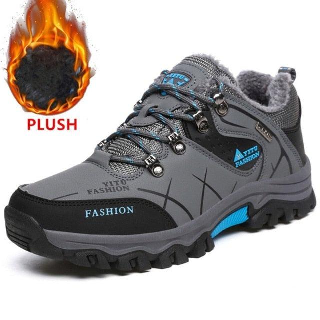 Mens Waterproof Leather Winter Snow Boots Outdoor Hiking Shoes