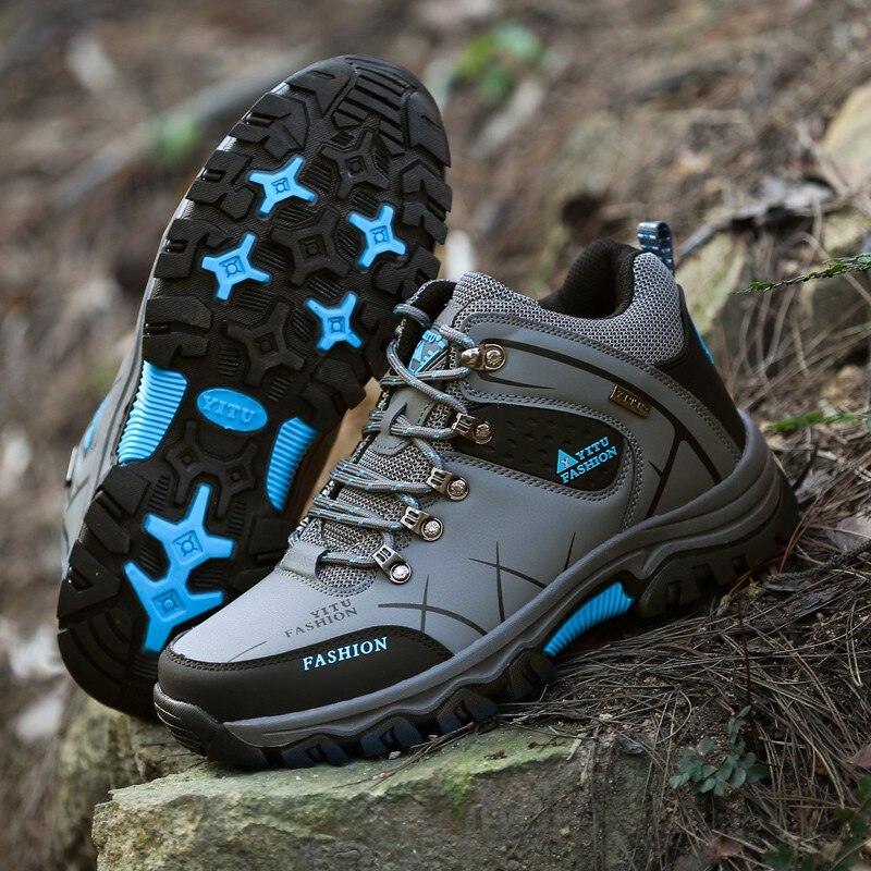 Mens Waterproof Leather Winter Snow Boots Outdoor Hiking Shoes