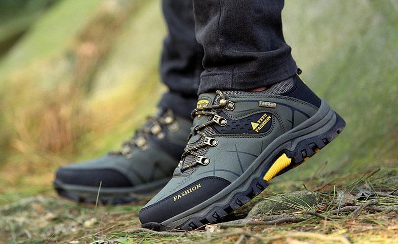 Mens Waterproof Leather Winter Snow Boots Outdoor Hiking Shoes