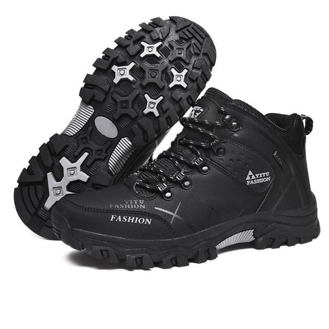 Mens Waterproof Leather Winter Snow Boots Outdoor Hiking Shoes