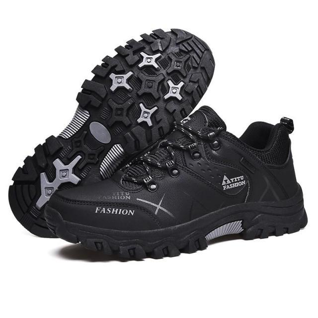 Mens Waterproof Leather Winter Snow Boots Outdoor Hiking Shoes