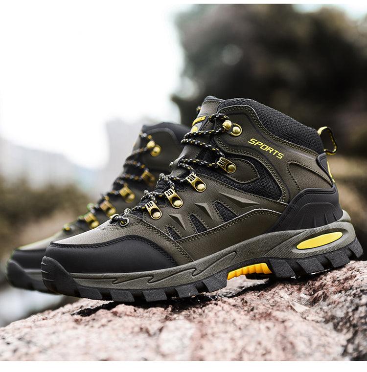 Unisex High-Top Leather Hiking Boots Breathable Non-Slip Shoes
