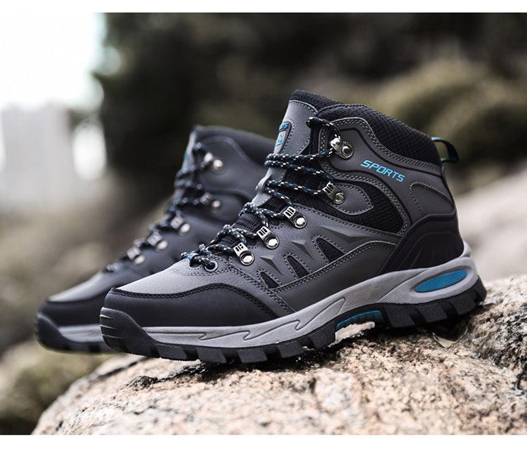 Unisex High-Top Leather Hiking Boots Breathable Non-Slip Shoes