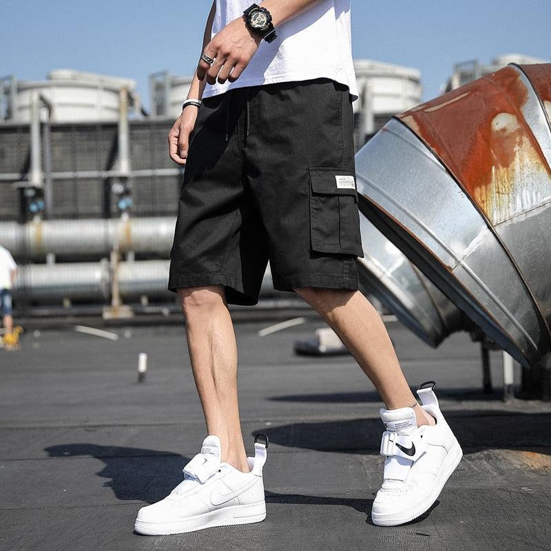 Men's Relaxed Fit Cotton Cargo Shorts with Drawstring Utility Pockets