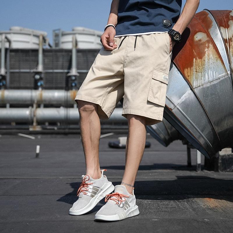 Men's Relaxed Fit Cotton Cargo Shorts with Drawstring Utility Pockets