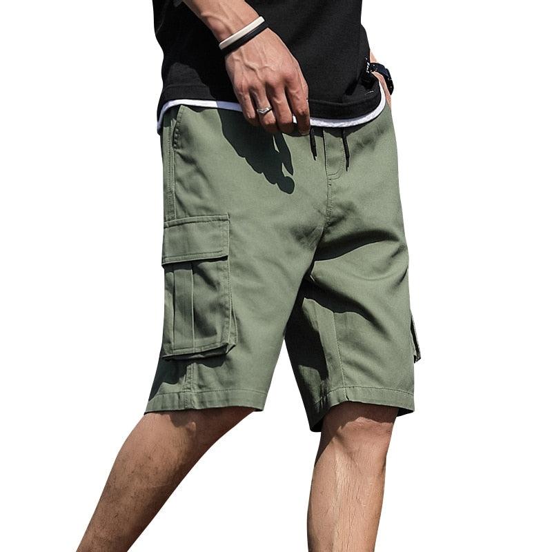 Men's Relaxed Fit Cotton Cargo Shorts with Drawstring Utility Pockets