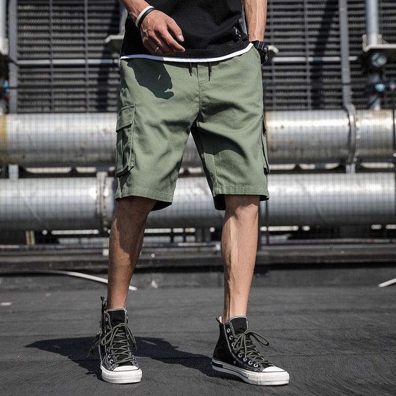 Men's Relaxed Fit Cotton Cargo Shorts with Drawstring Utility Pockets