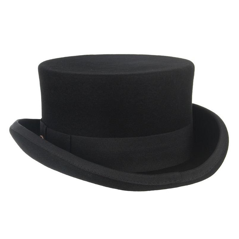 Classic Wool Pork Pie Hat Breathable Flat Top Fedora Unisex