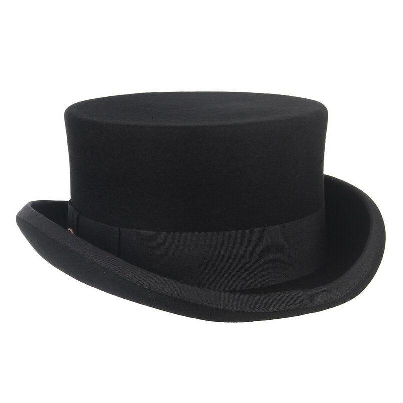 Classic Wool Pork Pie Hat Breathable Flat Top Fedora Unisex