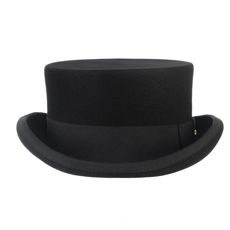 Classic Wool Pork Pie Hat Breathable Flat Top Fedora Unisex