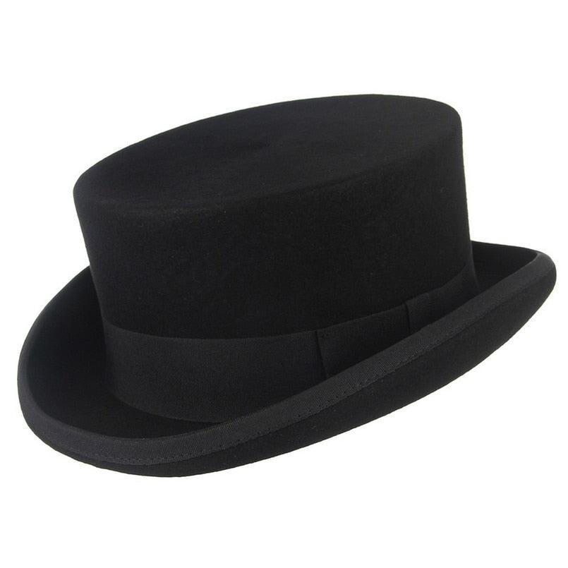 Classic Wool Pork Pie Hat Breathable Flat Top Fedora Unisex