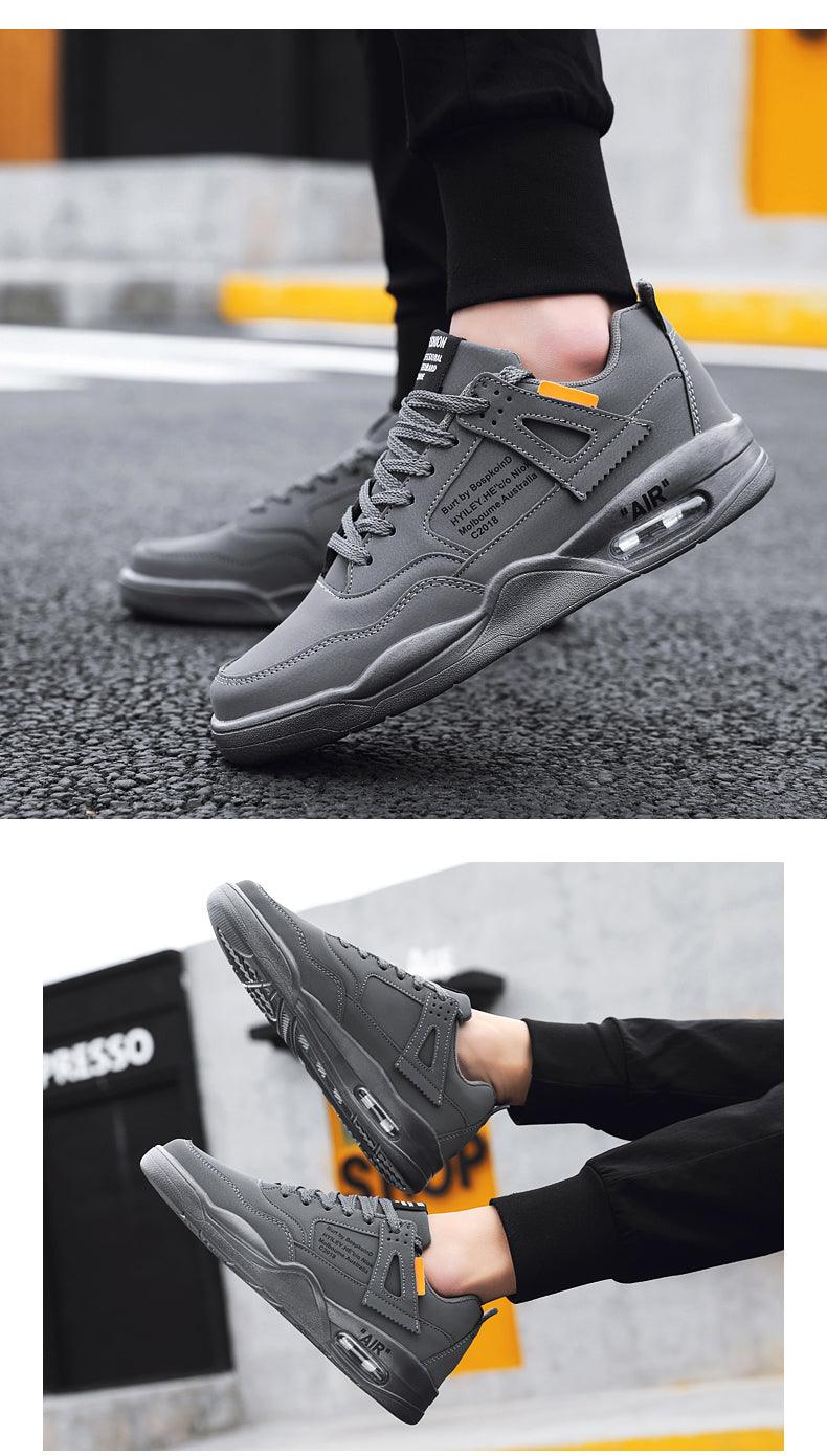 Men's White Casual Leather Fashion Sneakers Air Cushion Trainers